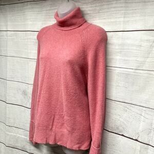 J. Crew Supersoft Pink Turtleneck Sweater Side Slits Wool Alpaca Blend Size M